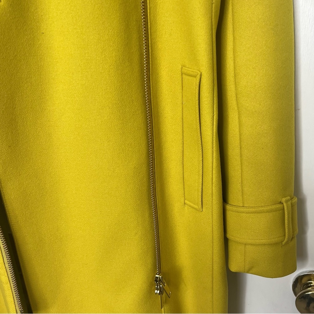 J.CREW GOLD MELTON WOOL ASYMMETRICAL ZIP FRONT BELTED TRENCH COAT SIZE 8 - Picture 6 of 13